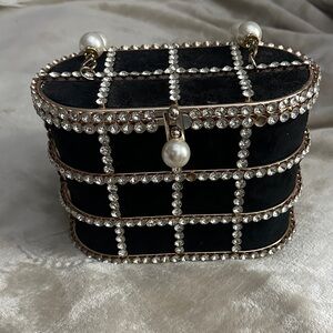 Black and Gold Pearl Embellished Clutch